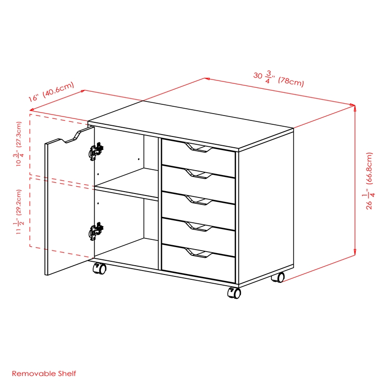 Winsome Halifax 5-Drawer Wide Door Transitional Wood Storage Cabinet in Black