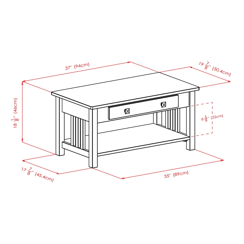 Winsome Stafford Transitional Solid Wood Storage Coffee Table in Oyster Gray