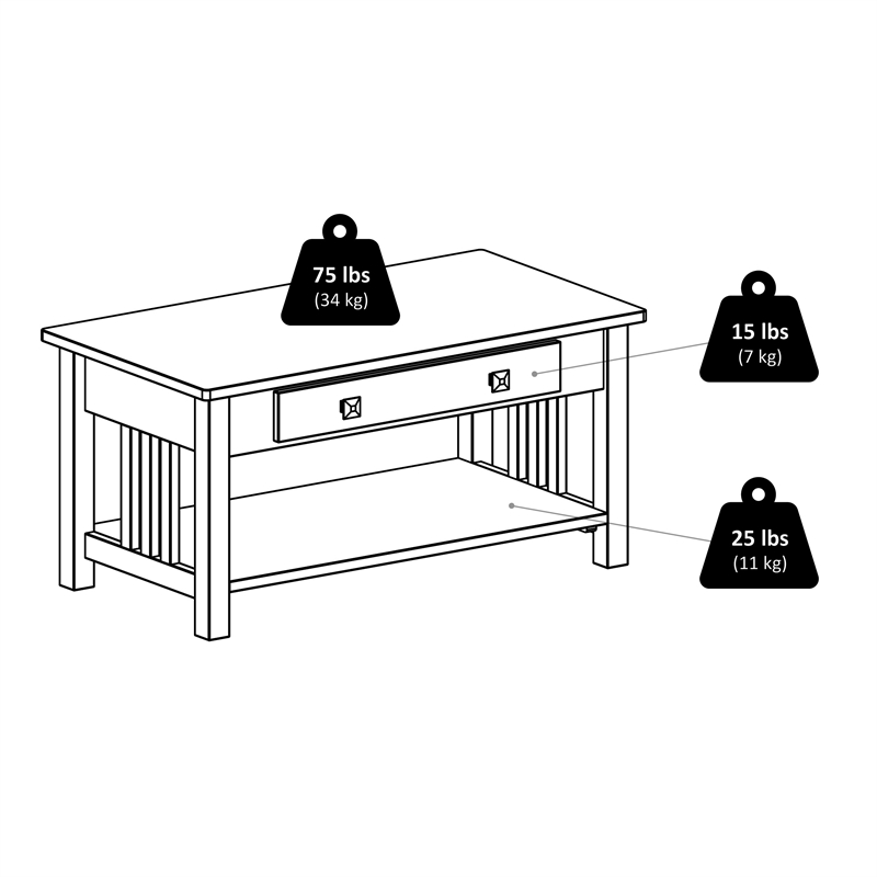 Winsome Stafford Transitional Solid Wood Storage Coffee Table in Oyster Gray