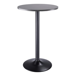 Winsome Tarah 24&quot Round Top Wood/Metal Bar Table in Slate Gray and Matte Black