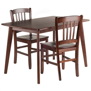 Winsome Shaye 3-Piece 47&quot Solid Wood Dining Set with Slat Back Chairs in Walnut