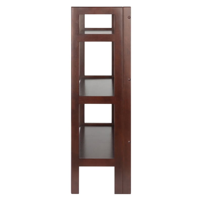 Winsome Torino 3 Shelf Solid Wood Folding Basket Bookcase in Walnut and Black