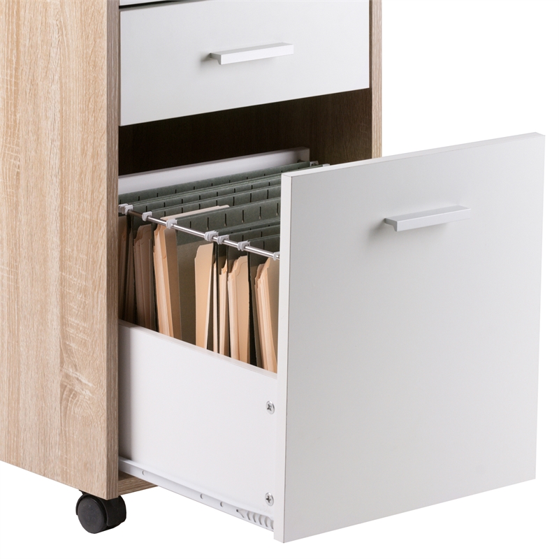 Winsome Kenner 3-Drawer Wooden Mobile File Cabinet in Reclaimed Wood and White