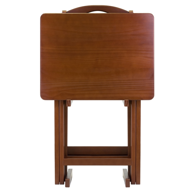 Winsome Alex 5-Piece Transitional Solid Wood Snack Table Set in Walnut