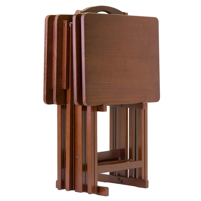 Winsome Alex 5-Piece Transitional Solid Wood Snack Table Set in Walnut