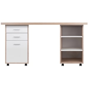 Winsome Kenner 3-Piece Solid Wood Writing Desk in Reclimaed Wood/White