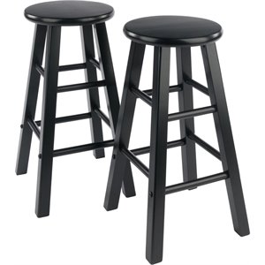 Winsome Element 24&quot Transitional Solid Wood Counter Stool in Black (Set of 2)