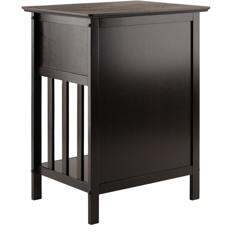 Winsome Marcel 1-Drawer Transitional Solid Wood Storage End Table in Coffee