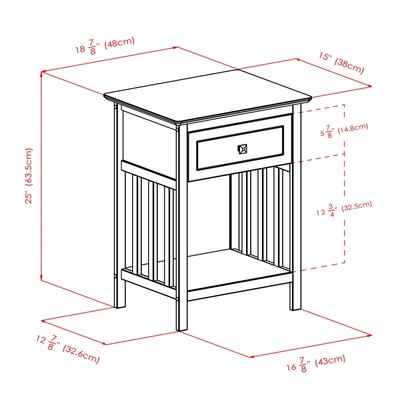 Winsome Marcel 1-Drawer Transitional Solid Wood Storage End Table in Coffee
