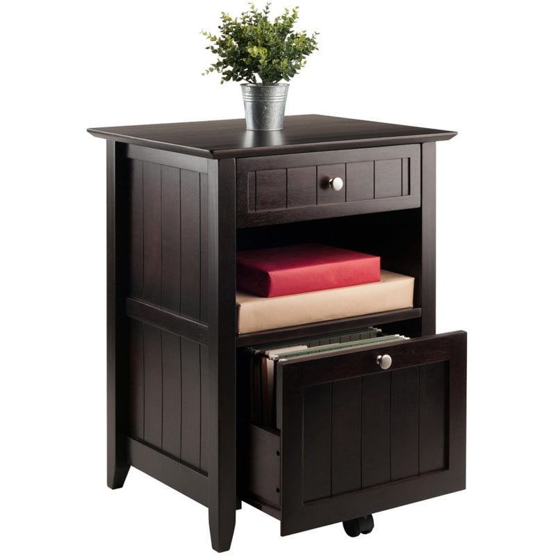 Winsome Burke 2-Drawer Transitional Solid Wood File Cabinet in Coffee