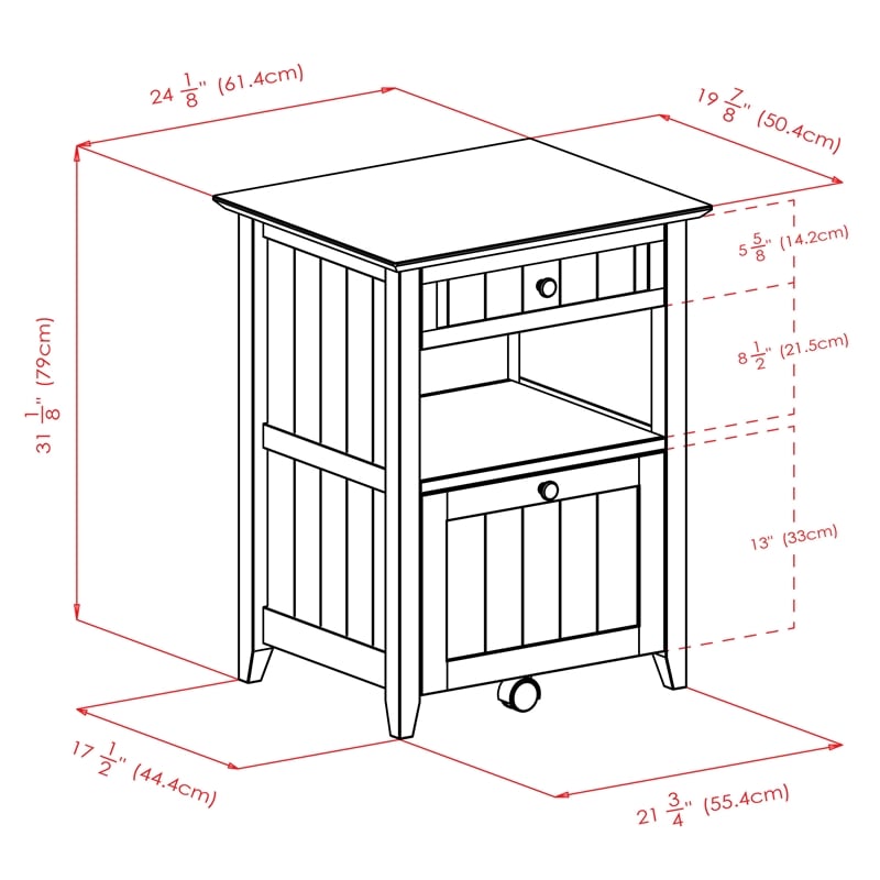 Winsome Burke 2-Drawer Transitional Solid Wood File Cabinet in Coffee