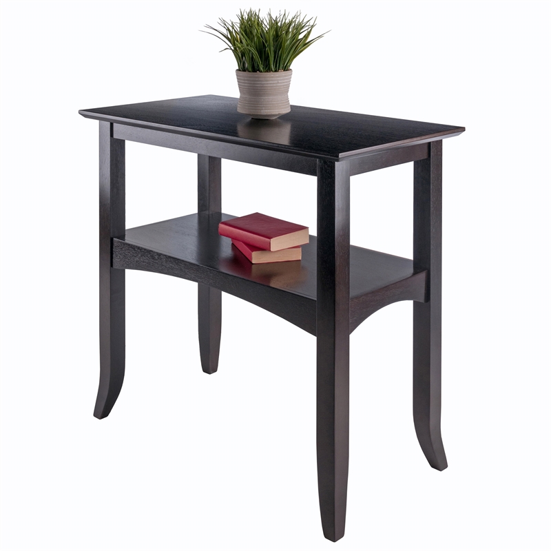 Winsome Camden Transitional Solid Wood Flared Leg Console Table in Coffee