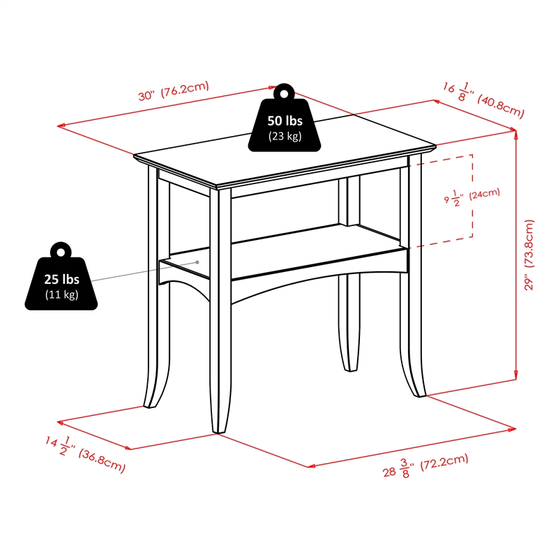 Winsome Camden Transitional Solid Wood Flared Leg Console Table in Coffee