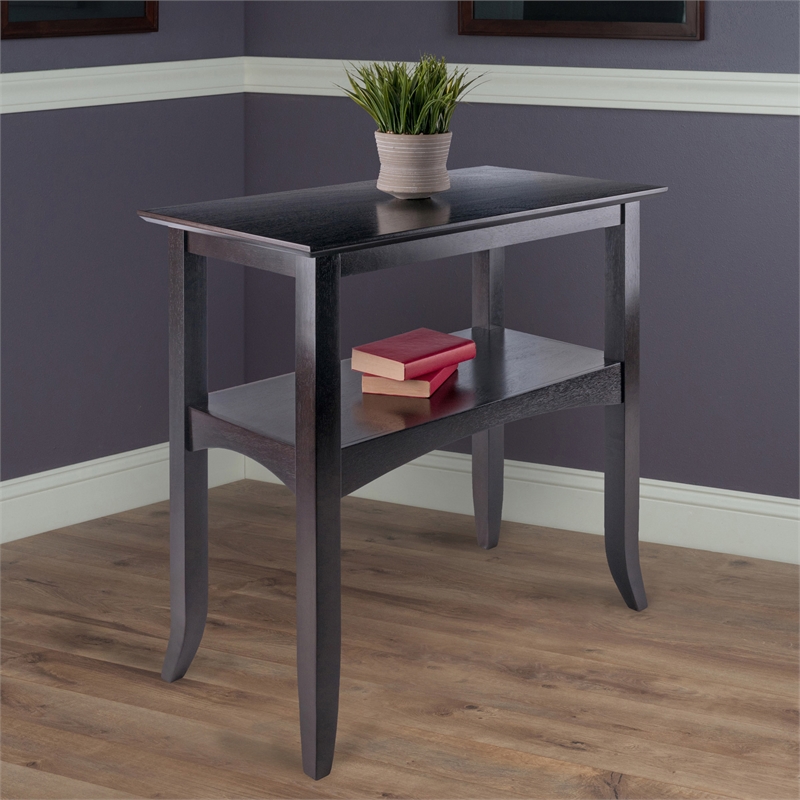 Winsome Camden Transitional Solid Wood Flared Leg Console Table in Coffee