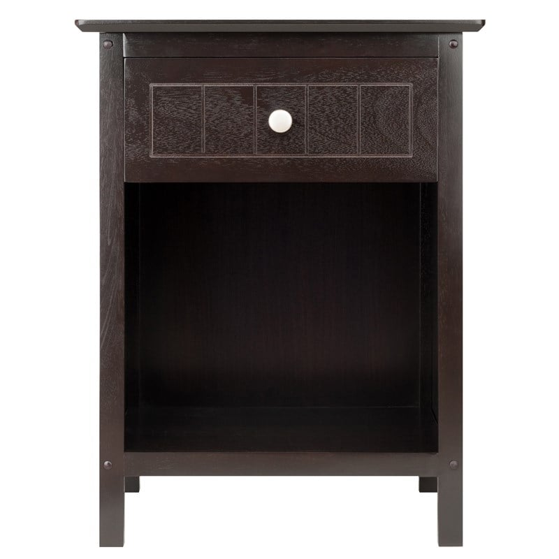 Winsome Blair 1-Drawer Transitional Solid Wood Storage End Table in Coffee