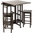 Winsome Suzanne 3-Piece Drop Leaf Space Saver Solid Wood Dining Set in Coffee