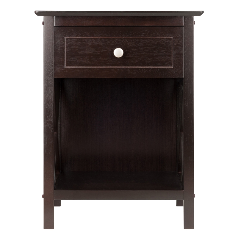 Winsome Xylia 1-Drawer Transitional Solid Wood Storage End Table in Coffee