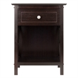 Winsome Xylia 1-Drawer Transitional Solid Wood Storage End Table in Coffee