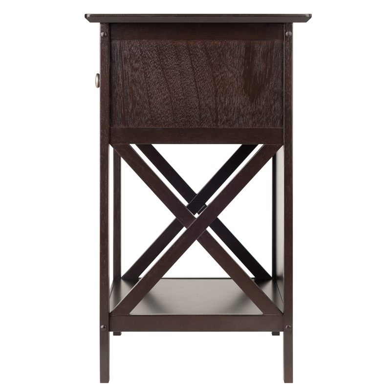 Winsome Xylia 1-Drawer Transitional Solid Wood Storage End Table in Coffee