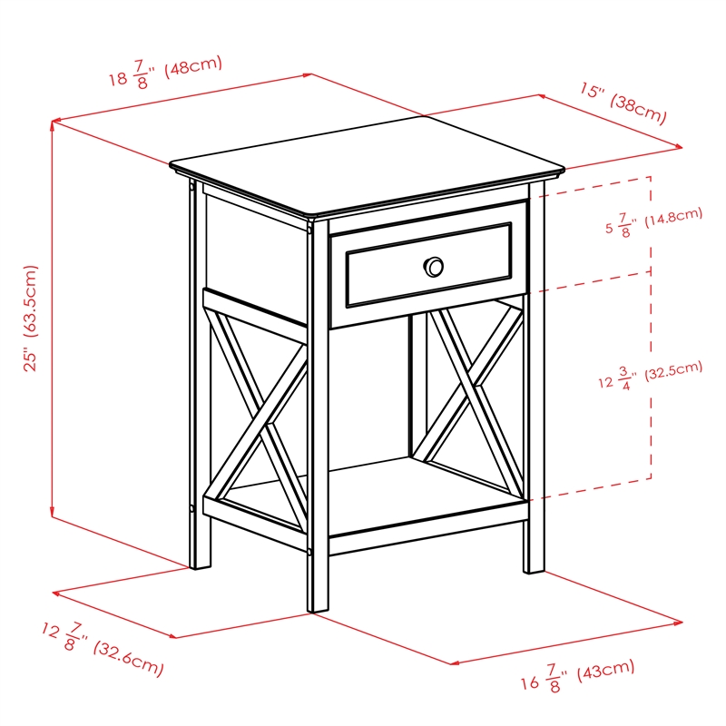 Winsome Xylia 1-Drawer Transitional Solid Wood Storage End Table in Coffee