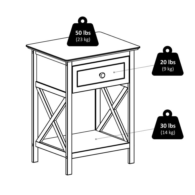Winsome Xylia 1-Drawer Transitional Solid Wood Storage End Table in Coffee