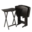 Winsome Anila 5-Piece Fan Shape Solid Wood Snack Table Set in Coffee
