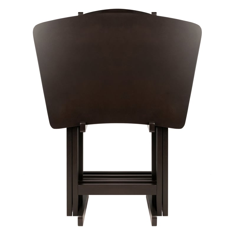 Winsome Anila 5-Piece Fan Shape Solid Wood Snack Table Set in Coffee