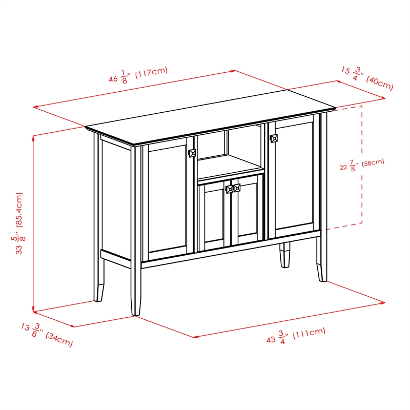 Winsome Melba 4 Door Transitional Wood/Metal Buffet Table in Coffee