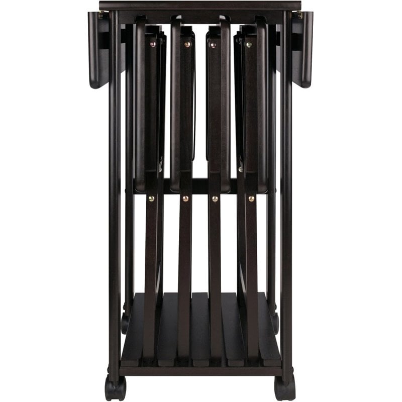 Winsome Sophia 5-Piece Transitional Solid Wood Snack Tray Set in Coffee