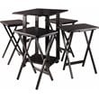 Winsome Sophia 5-Piece Transitional Solid Wood Snack Tray Set in Coffee