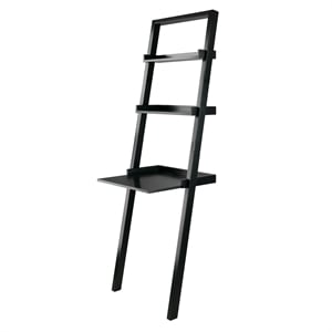 Winsome Bellamy 2-Shelf Transitional Solid Wood Leaning Desk in Black