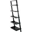 Winsome Bellamy 5 Shelf Transitional Solid Wood Leaning Bookcase in Black