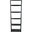 Winsome Bellamy 5 Shelf Transitional Solid Wood Leaning Bookcase in Black