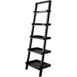 Winsome Bellamy 5 Shelf Transitional Solid Wood Leaning Bookcase in Black