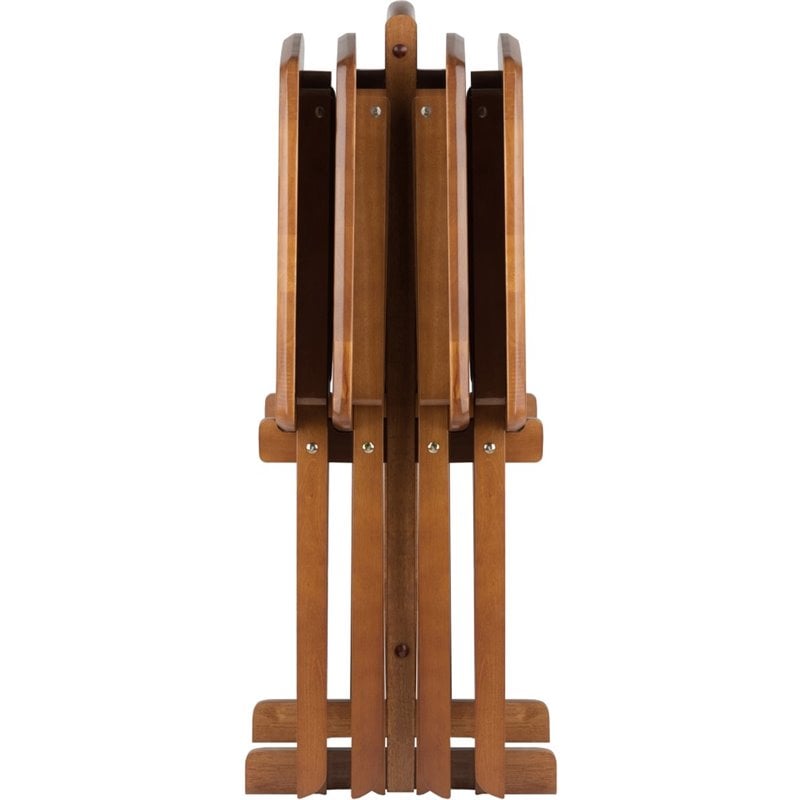 Winsome Dylan 5-Piece Oversized Transitional Solid Wood Snack Table Set in Teak