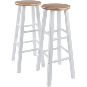 Winsome Element 29&quot Solid Wood Bar Stool in Natural and White (Set of 2)