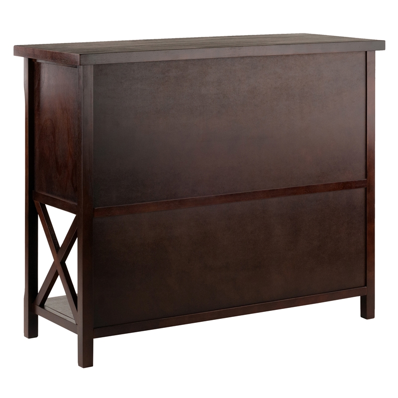 Winsome Xola 2 Door Transitional Solid Wood Wine Rack Buffet Table in Cappuccino
