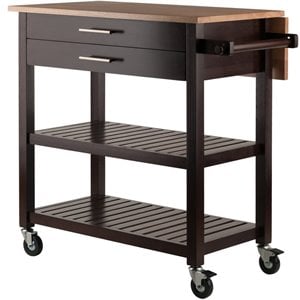Winsome Langdon Transitional Solid Wood Kitchen Cart in Cappuccino
