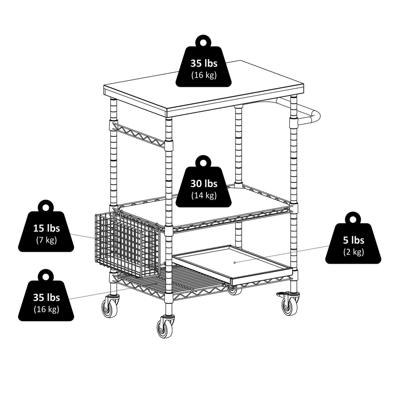 Winsome Madera Bamboo Top Transitional Metal Kitchen Cart in Natural