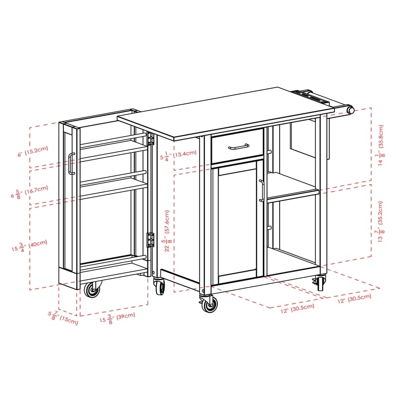 Winsome Douglas Swing Door Transitional Solid Wood Kitchen Cart in Natural