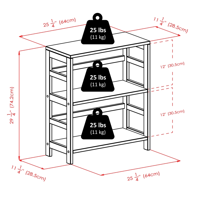 Winsome Torino 2 Shelf Solid Wood Basket Bookcase in Espresso and Black