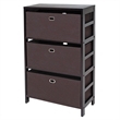 Winsome Torino 3 Shelf Solid Wood Basket Bookcase in Espresso and Chocolate