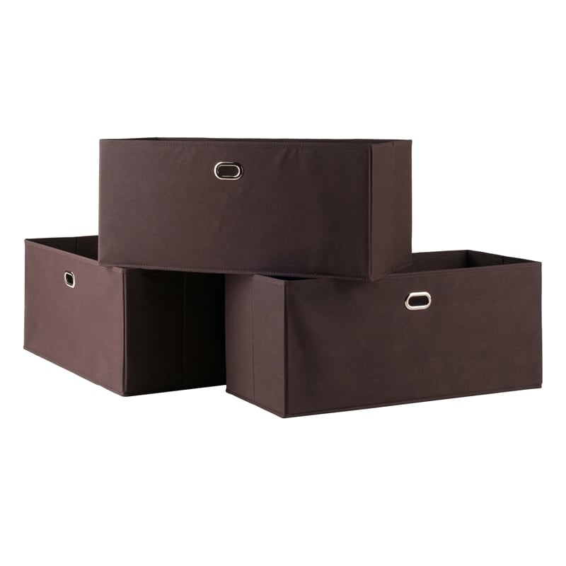 Winsome Torino 3 Shelf Solid Wood Basket Bookcase in Espresso and Chocolate