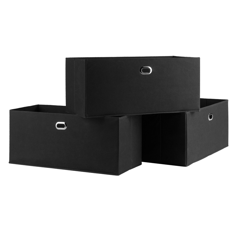 Winsome Torino 3 Shelf Solid Wood Basket Bookcase in Espresso and Black