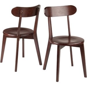 Winsome Pauline 17.32&quotH Curved Back Solid Wood Dining Chair in Walnut (Set of 2)