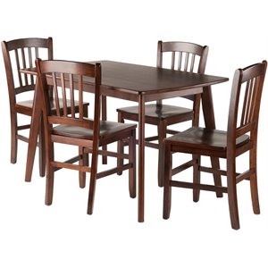 Winsome Shaye 5-Piece 47&quot Solid Wood Dining Set with Slat Back Chairs in Walnut