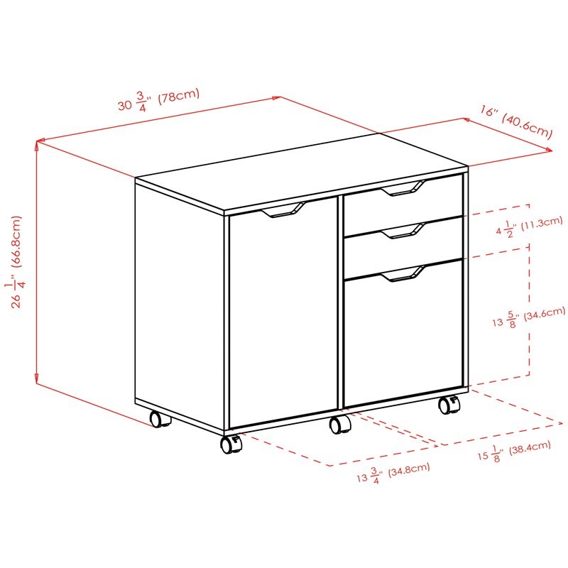 Winsome Halifax 2-Section Contemporary Wood Mobile Storage File Cabinet in White