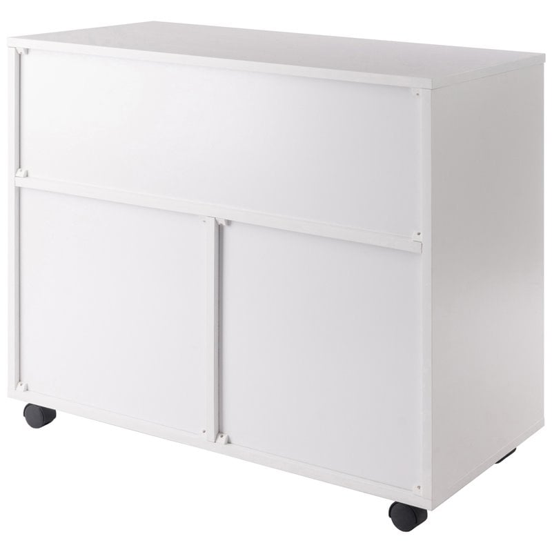 Winsome Halifax 3-Section Mobile Contemporary Wood Storage Cabinet in White