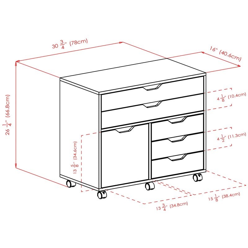 Winsome Halifax 3-Section Mobile Contemporary Wood Storage Cabinet in White