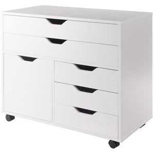 Winsome Halifax 3-Section Mobile Contemporary Wood Storage Cabinet in White